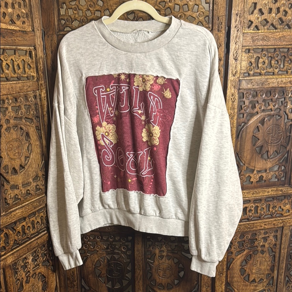 Upcycled Sweatshirt with ‘Wild Soul’ Graphic